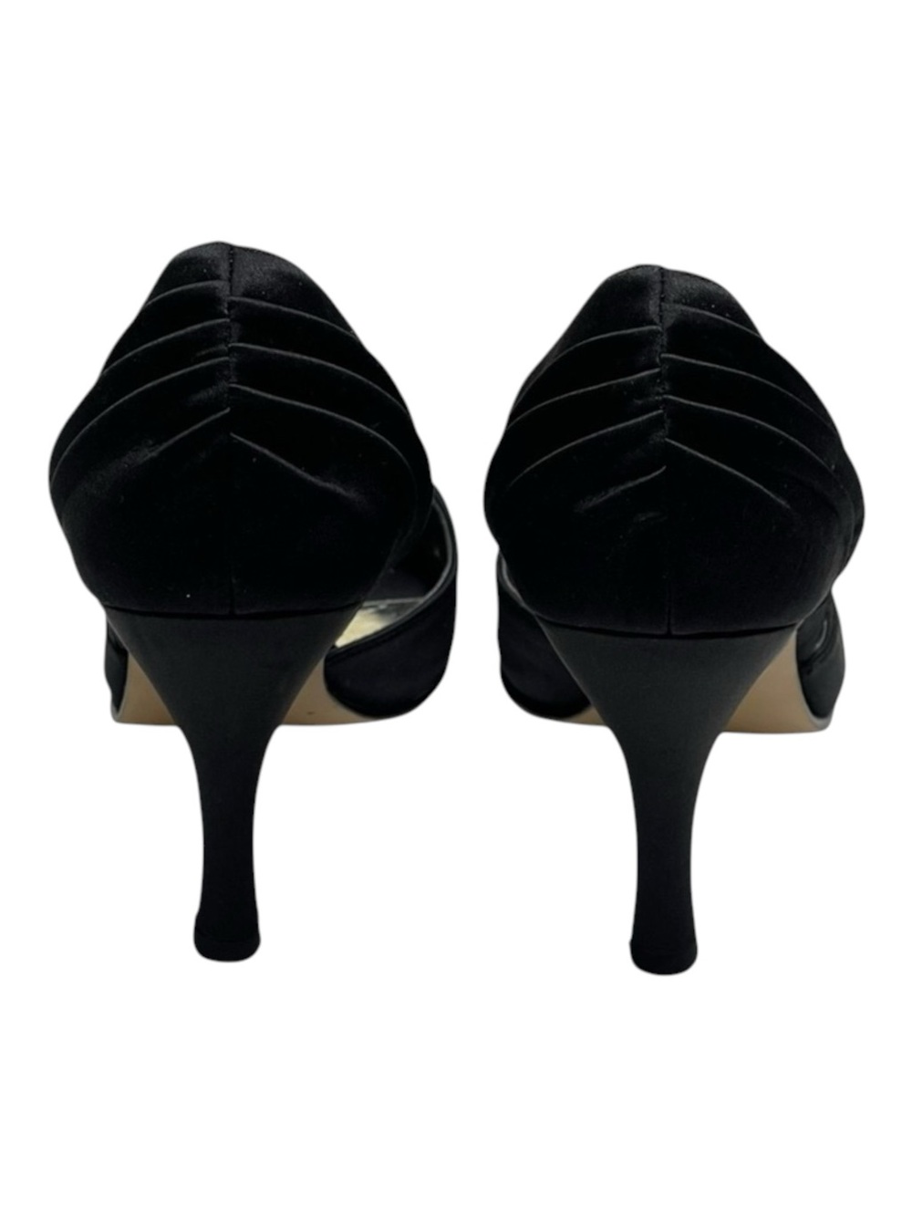 White House Black Market WHBM ❁ Satin Knot Peep Toe D’Orsay Heels ❁ Black 6M ❁ - Picture 5 of 16